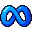 Pixel art blue Meta logo