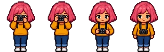 Jade at work, in pixel art