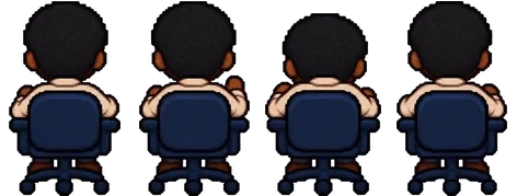 Malik at work, in pixel art