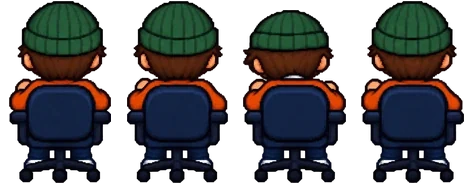 Noé at work, in pixel art