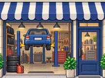 Taller Puig, fachada de comercio en pixel art