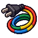 Plug with a multicolor cable in pixel art