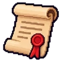 Scroll with a red seal in pixel art