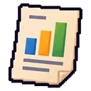 Report with a bar chart in pixel art