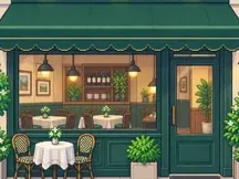 Restaurantfassade in Pixelart