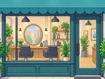 Friseursalon-Fassade in Pixelart