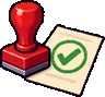 Approval stamp in pixel art