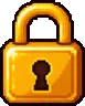 Golden padlock in pixel art