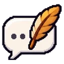 Bulle de dialogue et plume en pixel art