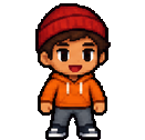 Pixel-Art-Figur mit roter Mütze