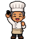 Boulanger souriant en pixel art