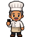 Shop owner in pixel art