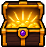 Pixel art open chest full of gold