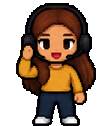 Sales rep wearing a headset in pixel art