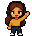 Sales rep waving in pixel art