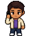 Personaje en pixel art al teléfono
