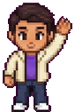 Pixel-Art-Figur winkt