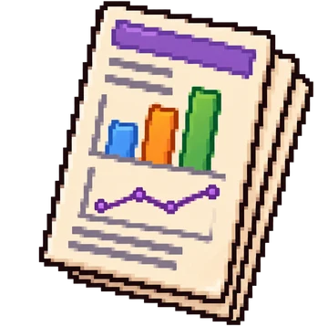 Report with charts in pixel art